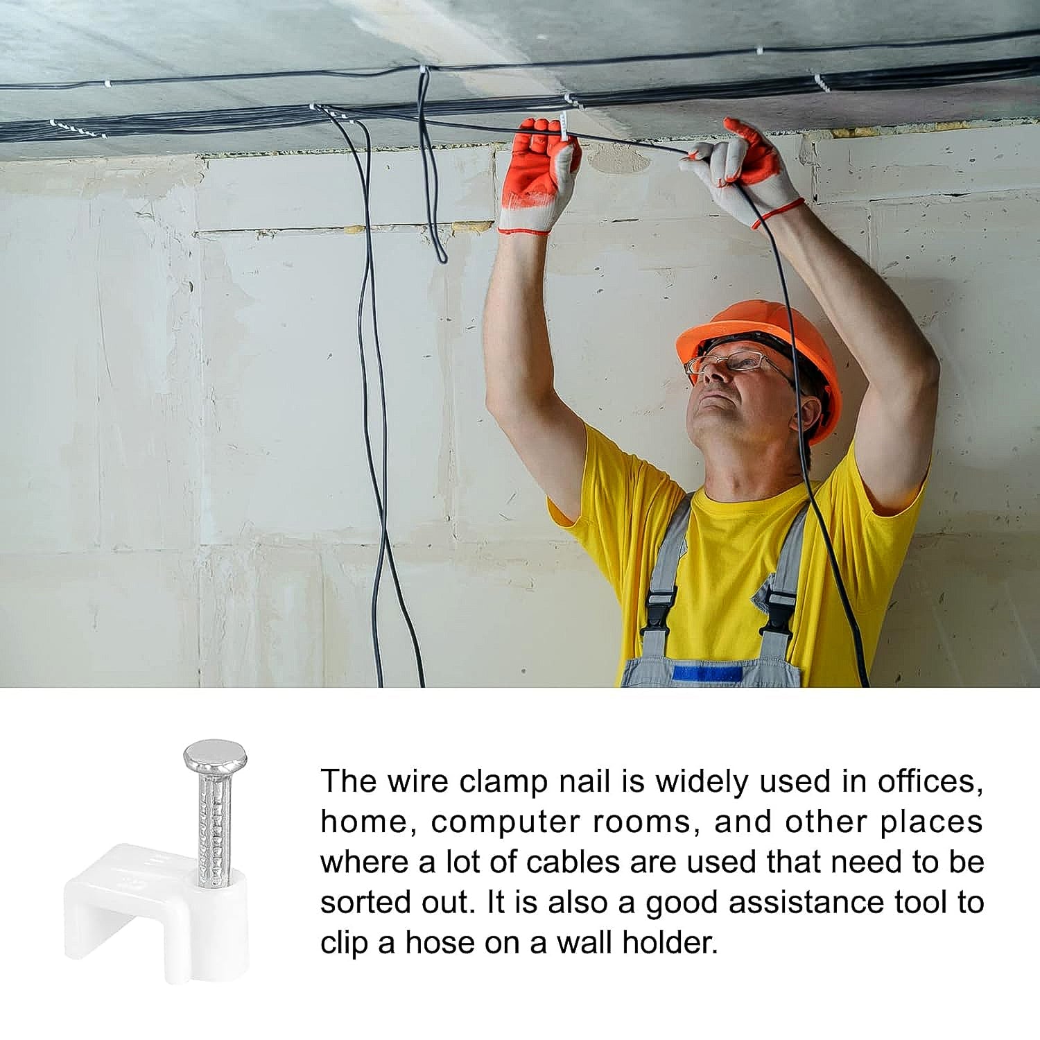 Nail Cable Clips for Wire Management (10mm & 50 Pc) Nail Cable Clips for Wire Management (10mm & 50 Pc)